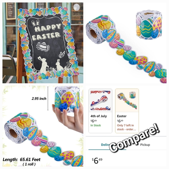 Easter Egg Bulletin Board Borders 65.6ft roll, Easter decorative paper trim - Picture 3 of 3